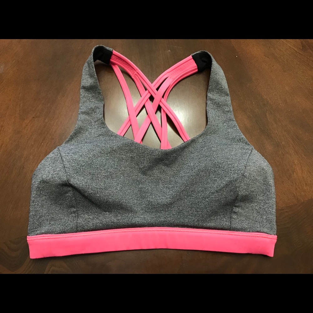 LULULEMON PADDED SPORTS BRA!  GREY/PINK! SZ 4!